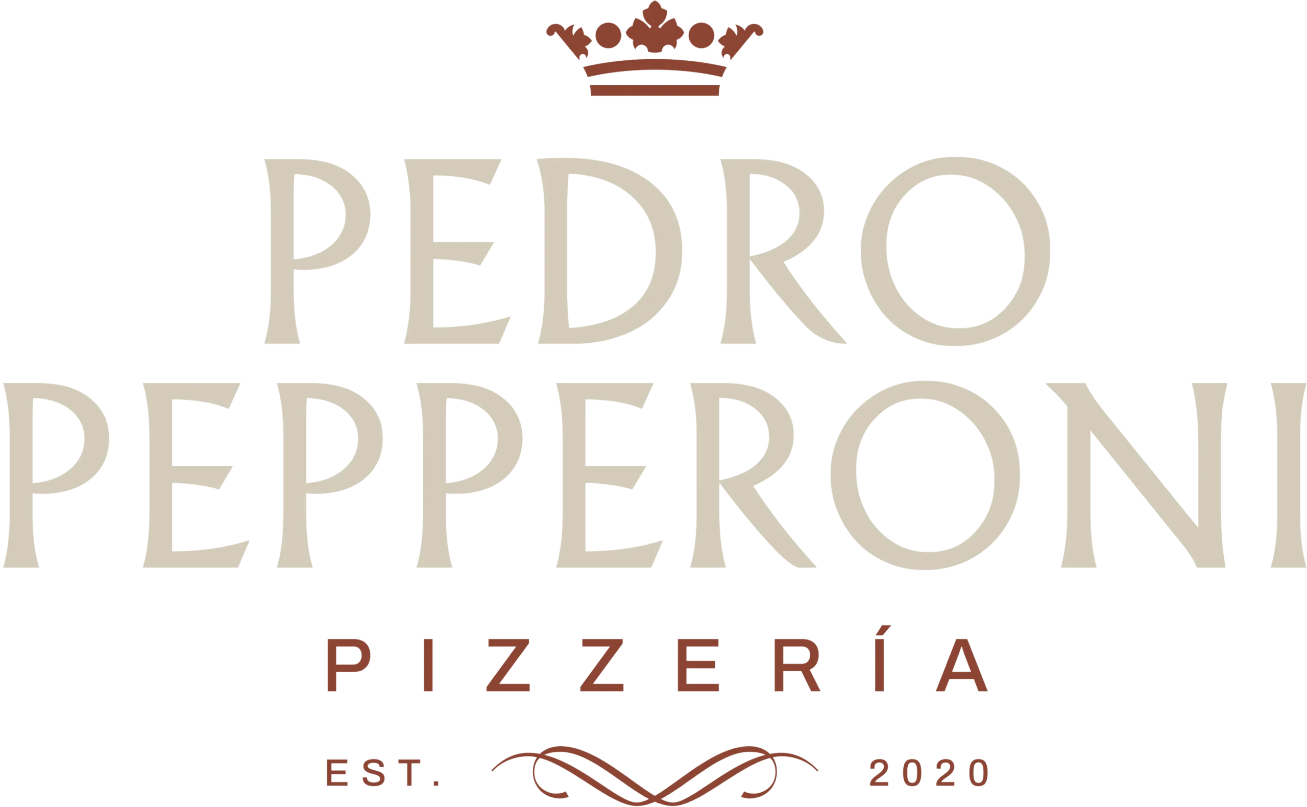 Logotipo completo de Pedro Pepperoni Pizzería con sello de fundación en 2020.